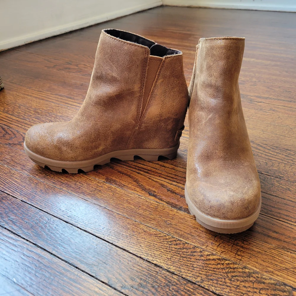 Sorel Womens Joan of Arctic II Wedge Zip Boots Waterproof Leather Tan Size 5 - Picture 13 of 13